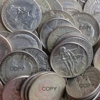 ABD 1869-1952 61 ADET Mix Tarihi, Tipi Hatıra Yarım Dolar Kopya Paraları Gümüş Kaplama