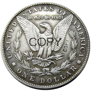ABD 1896 Morgan Dolar kafatası zombi iskelet Gümüş Kaplama Kopya Paraları Görüntü 2