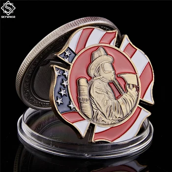 ABD Bayrağı Görev Onur Yangın Kurtarma İtfaiyeci Hatıra Mücadelesi Coin Madalya Koleksiyon