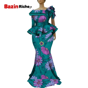 Afrika Ankara Baskı Etek Seti Benzersiz El Yapımı Düğün Konuk Elbise Artı Boyutu Giyim WY5236 Görüntü 2
