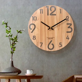 Ahşap 3D duvar saati Modern Tasarım İskandinav Kısa Oturma Odası Dekorasyon mutfak saati Sanat İçi Boş Duvar Saati Ev Dekor 12 inç
