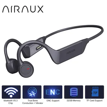 AIRAUX AA-BTS7 bluetooth 5.3 Kulaklık Gerçek Kemik Iletim Kulaklık Vibratör Esnek Manyetik ENC Destek mikrofonlu kulaklık