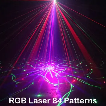 Akşam oyunu dans parti ışıkları disko lazer projektör Karaoke gece kulübü Bar DJ sahne aydınlatma LED Strobe 84 desenler Görüntü 2