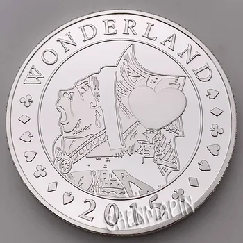 Alice in Wonderland 150th Yıldönümü hatıra parası 7 euro 999 Gümüş Alice in Wonderland cep saati Paraları Koleksiyon Görüntü 2