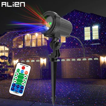 ALIEN uzaktan RGB hareketli statik yıldız noel lazer ışık projektör bahçe açık su geçirmez noel ağacı dekoratif duş ışıkları