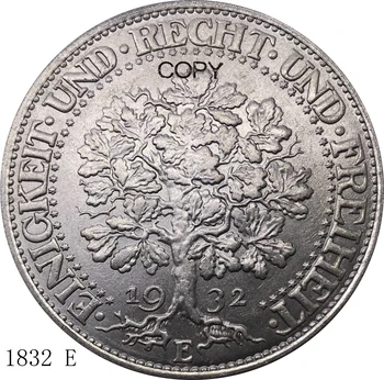 Almanya 5 Reichsmark Sikke 1932 E Cupronickel Kaplama Gümüş Metal Antik İmitasyon Çin Döküm Hatıra Kopya Paraları