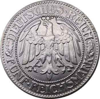 Almanya 5 Reichsmark Sikke 1932 E Cupronickel Kaplama Gümüş Metal Antik İmitasyon Çin Döküm Hatıra Kopya Paraları Görüntü 2