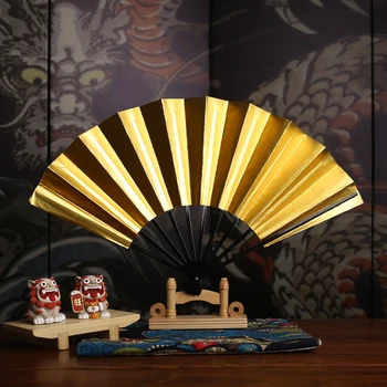 Altın Katlanır Japon kağıt yelpaze Süslemeleri Bambu Vintage El Fan Kişiselleştirilmiş Wentylator Japon Dekorasyon Ev AA50SZ
