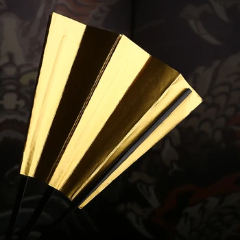 Altın Katlanır Japon kağıt yelpaze Süslemeleri Bambu Vintage El Fan Kişiselleştirilmiş Wentylator Japon Dekorasyon Ev AA50SZ Görüntü 2