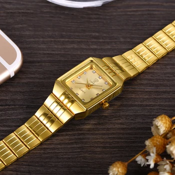 Altın Paslanmaz Çelik Saatler Kadınlar Lüks Saat Bayanlar Kol Saati reloj mujer Relogio Feminino Kadın Bilezik 8808 Görüntü 2