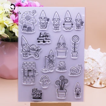 Alınacutle TEMİZLE PULLAR Korusun Benim Blooms Gnome Bahçe Bitki DIY Scrapbooking Kart Albümü Kağıt Zanaat Kauçuk Şeffaf Silikon