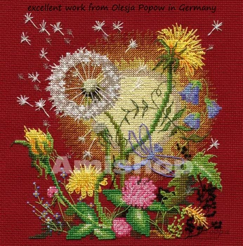 Amishop Ücretsiz Teslimat En Kaliteli Güzel Sayılan Çapraz Dikiş Kiti Karahindiba Çiçek Çekirge Böcek Geceleri Görüntü 2
