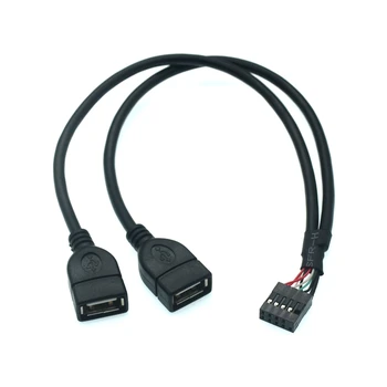 Anakart 9pin 2.54 mm Dişi Başlık çift USB 2.0 dişi adaptör Kablosu Ana kurulu Döner USB2. 0 İki Uzatma Hattı 30cm 50cm Görüntü 2