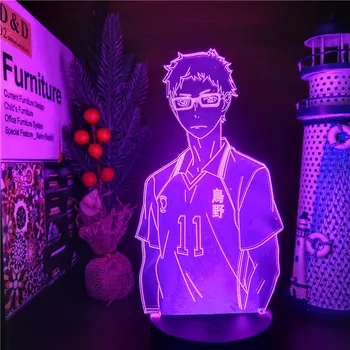 Anime Haikyuu KEİ TSUKİSHİMA 3D Lamba LED Gece Lambası Çocuklar İçin yatak odası dekoru Gece Lambası RGB Renkli Masa Lambası Manga Xmas Hediyeler Görüntü 2
