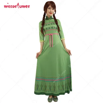 Anna Yeşil Gecelik Uzun yatak odası elbisesi Cosplay Kostüm Kadınlar uzun elbise kadınlar için cadılar bayramı kostümleri Görüntü 2