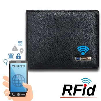 Anti-kayıp Bluetooth ile uyumlu akıllı cüzdan Deri Moda Çok fonksiyonlu GPS İzci ile