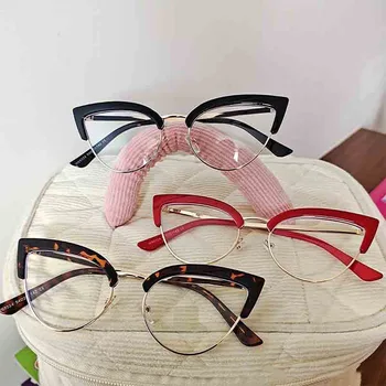 Anti mavi ışık engelleme kedi göz gözlük Metal çerçeve kadınlar Lüks Retro gözlük bayanlar için optik çerçeve bilgisayar gözlükleri