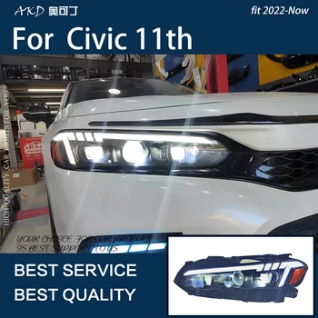 Araba ışıkları Civic 11th 2022-Now LED Otomatik far takımı Upgeade Audi Tasarım Projektör Lens Dinamik Lamba Araçları Aksesuarları