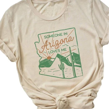 Arizona Kaktüs Boho Tarzı 70s Estetik Seyahat Tshirt Kadın Artı Boyutu Kısa Kollu Vintage T Shirt Sevimli Batı Bayanlar Tees Tops