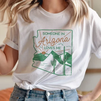 Arizona Kaktüs Boho Tarzı 70s Estetik Seyahat Tshirt Kadın Artı Boyutu Kısa Kollu Vintage T Shirt Sevimli Batı Bayanlar Tees Tops Görüntü 2