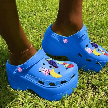 Ayakkabı Kadın Yüksek Topuklu Marka Yeni 2020 Kalın Platform Delik Ayakkabı Yaz Kadın plaj sandaletleri Terlik Kadın Ayakkabı Sandalet Görüntü 2