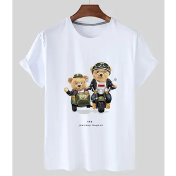 Ayı Desen baskı t-shirt Kadın Moda Karikatür Harajuku günlük t-shirt Kadın Yaz Kısa Kollu Tees Tops Unisex T-shirt