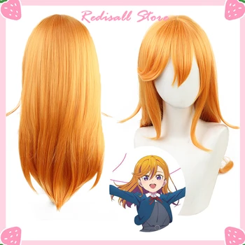 Aşk yaşa! Süperstar!! Cosplay Liella! Shibuya Kanon peruk turuncu uzun düz saç ısıya dayanıklı sentetik peruk rol oynamak