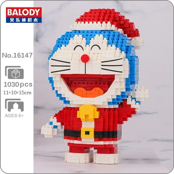 Balody 16147 Doraemon Merry Christmas Noel Baba Kedi Hayvan Robot Mini Elmas Blokları Tuğla Yapı Oyuncak Çocuklar için hiçbir Kutu