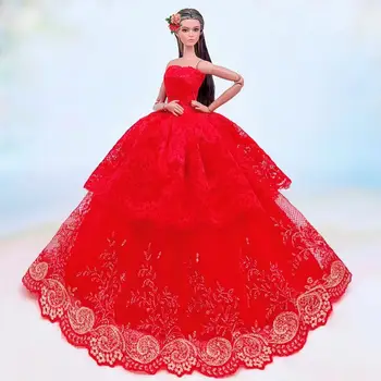 barbie kırmızı elbise barbie elbise prenses düğün elbisesi kısa elbise seti barbie bebek aksesuarları elbiseler elbise lot