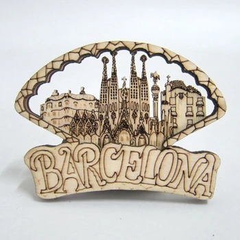 Barcelona İspanya Ahşap Buzdolabı hatıra mıknatıs Buzdolabı Manyetik Sticker Ev Dekor Dekorasyon Aksesuarları