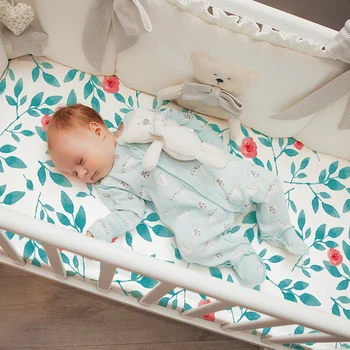 Bebek Donatılmış çocuk çarşafları 130 * 70 cm Karikatür Baskı yatak çarşafı Bebek Yatak Yatak Kapakları Beşik Levha Unisex Bebek Erkek Kız Görüntü 2