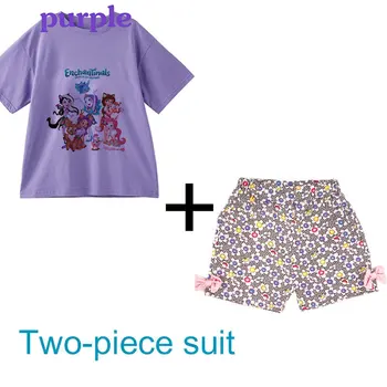 Bebek kız Giysileri Rahat Enchantimals Eşofman Saf Giyim yaz giysileri Bebekler İçin T-shirt + Pantolon Çocuklar İçin Spor Kıyafet Görüntü 2
