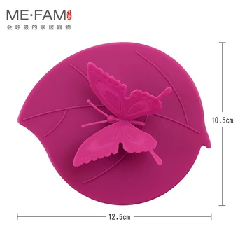 beni.FAM Güzel Kelebek Yaprakları silikon kap Kapağı 10.5 cm Mühür Toz Geçirmez Copa Kapak Cam Seramik Plastik Kupa Kapağı 6 Renk Lot Görüntü 2