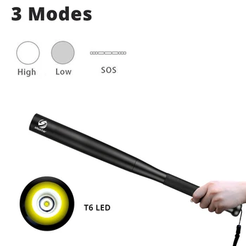 Beyzbol sopası LED el feneri T6 LED el feneri süper parlak baton Acil Durum ve kendini savunma, dış aydınlatma Görüntü 2
