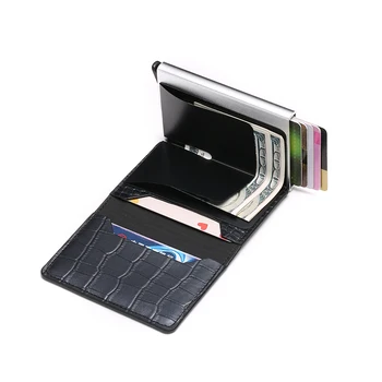 BISI GORO RFID Engelleme Kredi kart tutucu Durumda Alüminyum Alaşımlı Kutu Özelleştirilmiş Cüzdan Erkekler İçin Pop-up Saf Çanta Bayan Cüzdan Görüntü 2