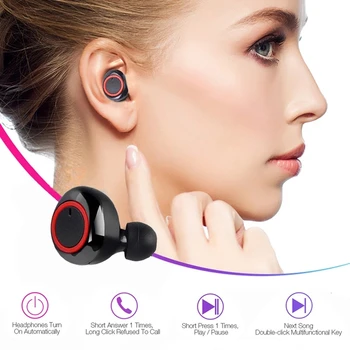 Bluetooth Kulaklık 5.0 kablosuz kulaklık Mini Stereo Kablosuz kulaklık Kulak Dokunmatik Kontrol Kulaklık Seçin Şarkıları tüm telefon için Görüntü 2