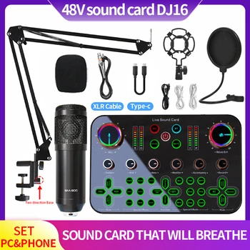 BM 800 Ses Kartı ile Kablosuz Kondenser Mikrofon Youtube Kayıt USB PC Akış Oturma Oyun Podcasting Şarkı için Mikrofon Görüntü 2