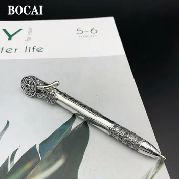 BOCAI 2021 Trend Gerçek s925 Gümüş Kişiselleştirilmiş Gravür Altı karakter Mantra Tükenmez Kalem Şık İmza Kalem En İyi Hediye