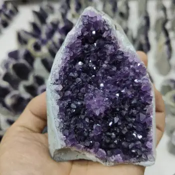 Büyük Ametist Küme Geode Kristal Kuvars Kesim Taban Ametist Numune Uruguay