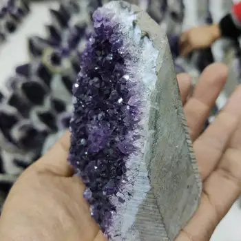 Büyük Ametist Küme Geode Kristal Kuvars Kesim Taban Ametist Numune Uruguay Görüntü 2