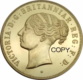 Büyük Britanya Büyüleyici Kraliyet Portre Victoria Altın Desen Taç 1887 Pirinç Kopya Para Hatıra paraları