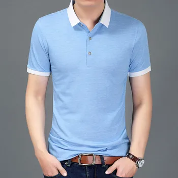 C1332-yaz yeni erkek T-shirt düz renk ince eğilim rahat kısa kollu moda Görüntü 2