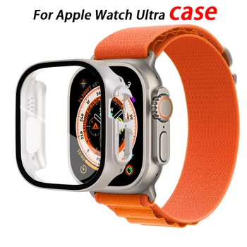 Cam + Kapak İçin Apple Watch Ultra kılıf 49mm Tampon Temperli Ekran Koruyucu bilezik apple saat bandı Aksesuarları
