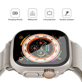 Cam + kılıf Apple Ürünü İçin Ultra 49mm kayış smartwatch PC Tampon + Ekran Koruyucu Temperli Kapak iwatch serisi bant Aksesuarları Görüntü 2
