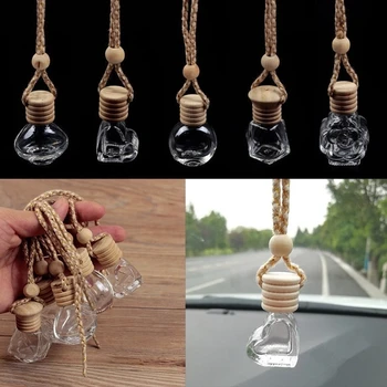 Cam şeffaf doldurulabilir araba parfüm parfüm hava spreyi asılı şişe koku difüzör iç dekorasyon aksesuarları