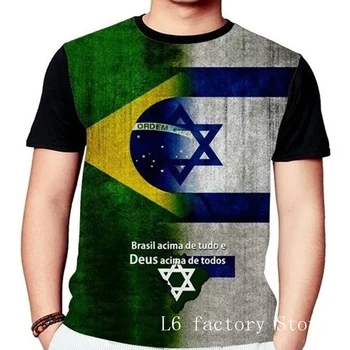 Camisa Camiseta Leão De Judá Bandeira Brezilya / İsrail / Uruguai 2022 Gömlek Aslan Yahuda Bayrağı Camisa Do Brezilya Büyük Boy T Shirt Görüntü 2
