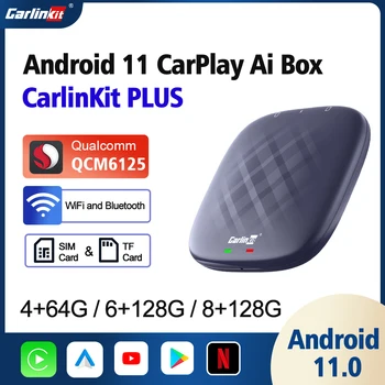 CarPlay Mini Kutusu Android 11 YouTube Netflix IPTV QCM6125 8 Çekirdekli Android Otomatik Kablosuz CarPlay TV Kutusu 4GLTE WıFı GPS CarlinKit