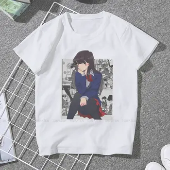 Comyushou Desu TShirt Kızlar İçin Komi İletişim kuramıyor Tadano Anime Üstleri Moda Bayan T Shirt Pamuk Grafik Gevşek Görüntü 2