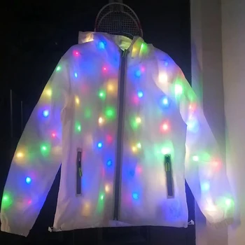 Dans Kostüm LED Ceket Aydınlık Kostüm Led Cosplay Kostüm Elbise Cadılar Bayramı Kostüm parti giysileri Fermuarlı Cebi Görüntü 2
