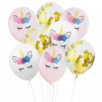 DANUYLI 10 adet / grup Unicorn Balonlar Parti Malzemeleri Lateks Balonlar Çocuklar Karikatür Hayvan At Şamandıra Küre Doğum Günü Partisi Dekorasyon Görüntü 2